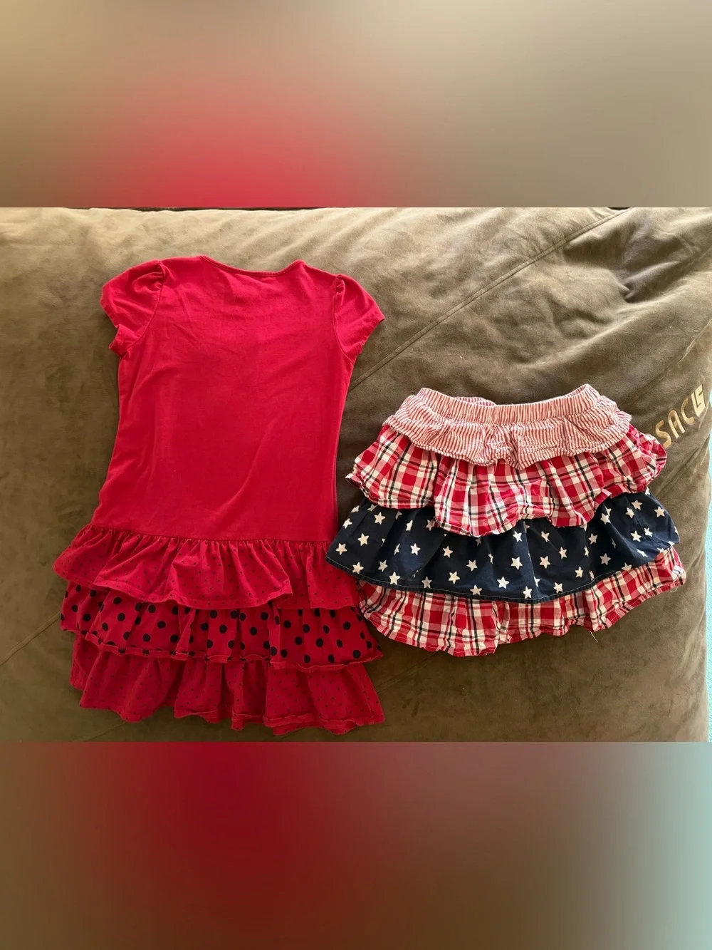 Gymboree patriotic July 4th Red and Navy Ruffle Dress AND Star-Print Skirt